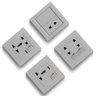 Elegante presa a muro doppia da 13 a UK Silver universale Multi Presa