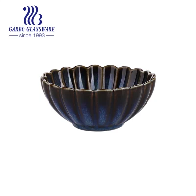5 pollici Commercio all&prime;ingrosso di stile reale smaltato colore blu reale Design a forma di fiore ciotola da dessert in porcellana con design personalizzato Vaschetta in ceramica
