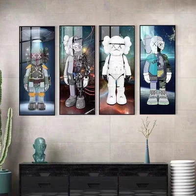 2021 Hotsale Kaws Bearbrick Design stampato tela pittura decorazione muro Pittura in vendita