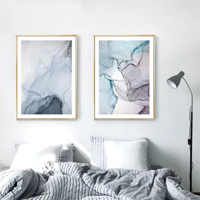 2 pezzi incorniciato Poster stampa Abstract decor Modern Canvas Wall Art per il bagno del soggiorno