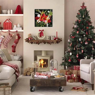 Natale Inverno scena Wall Art Picture LED Canvas Stampa per Arredamento per le vacanze