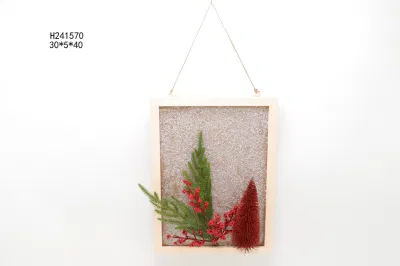 Natale fiore secco telaio in legno