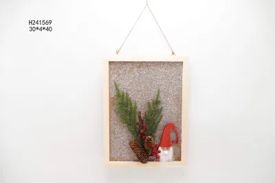 Natale fiore secco telaio in legno