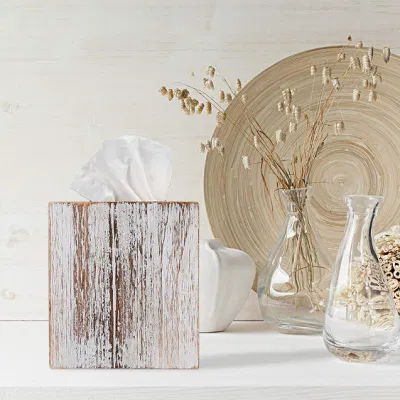 Tovagliolo per portaspazzole decorativo quadrato con rivestimento in tessuto di legno Dispenser per decorazione domestica e bagno