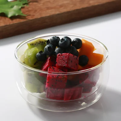 Doppio recipiente in vetro da parete per insalata di frutta Dessert, recipiente per cereali