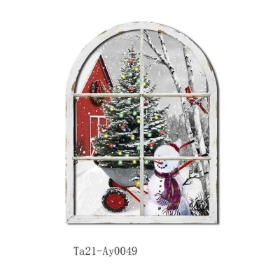 Natale bianco cornice finestra luci LED Natale sfondo Wall Art