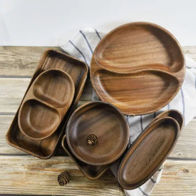 Legno massiccio manico in metallo tazza vino servire colore nero legno Vassoio