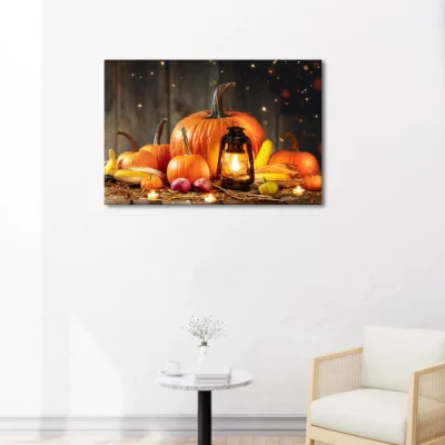 Decorazioni autunnali per la pittura classica di zucca Home Light up LED Luci TV Wall Art