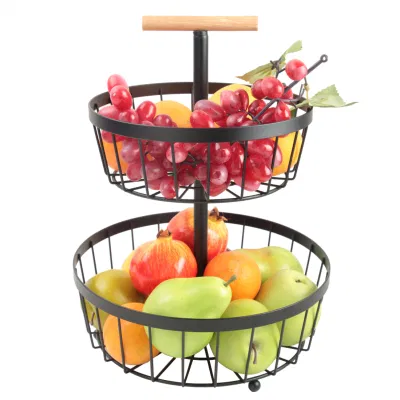 Accessori cucina 2 livelli filo ferro frutta/cibo/cestino di stoccaggio