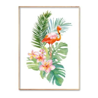 Decorazione della parete telaio galleggiante Red Crane e Green Plants Design Pittura decorativa di tela Arte della parete