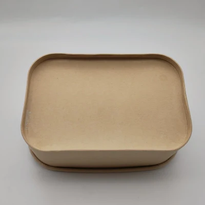 Recipiente rettangolare in carta con coperchio per frutta a insalata Fast Food