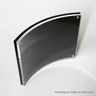 Cornice fotografica curva in vetro plexi per visualizzazione di immagini da tavolo