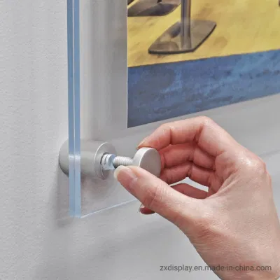 Supporto per segnaletica mobile per display poster in acrilico montato a parete