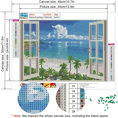 Pittura di diamante FaiDaTing Full Drill Cloud, Mare e alberi fuori della finestra Ricamo di diamante Casa decorazioni della parete disegno Arte