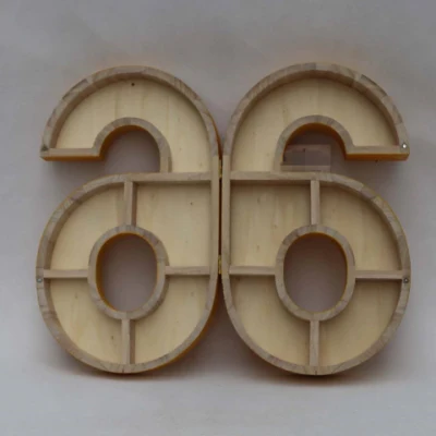 Custom Factory Price Pino legno/legno Letter/numero scatola sagomata per Gioielli/Giocattoli/dolci Conservazione