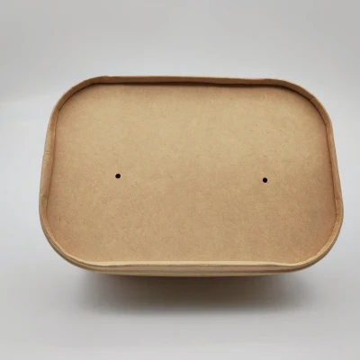 Recipiente rettangolare in carta con coperchio per frutta a insalata Fast Food