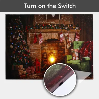 Incorniciato Wall Art stampe in tela allungata con luci LED Merry Decorazione domestica della serie di Natale