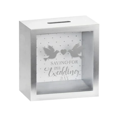 Scatola di denaro Piggy Bank con glitter in vetro chiaro Cornice fotografica