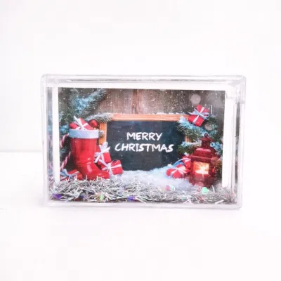 Instax regalo personalizzato Fotolijst Natale tema 2X3inch liquido galleggiante acqua Cornice fotografica con glitter