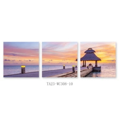 Custom 3 Pannelli Sunset Beach Picture Designs Art Pittura per Vendita dipinti parete moderna decorazione cucina
