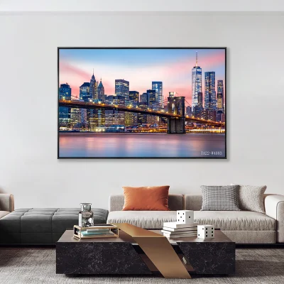 Città di Morden Notte skyline città tela LED pittura Wall Art Si accende per decorazione domestica