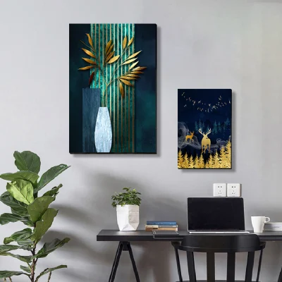 Pittura astratta di arte di parete di lusso d&prime;oro decorazione moderna della casa tela Stampa di immagini eleganti nel pannello Art Set