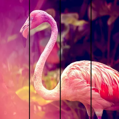 Vendita all&prime;ingrosso pannello di legno personalizzato Stampa parete Art Flamingo Design