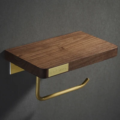 Home WC WB spazzola di legno carta assorbente in oro Titolare Real Wood