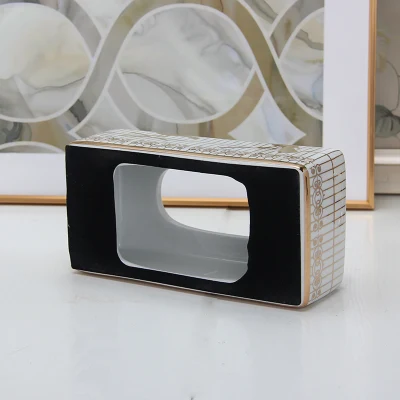 T028 squisita Casa Birdgage modello oro tessuto scatola Cover ceramica Supporto per tovaglioli per tavolo