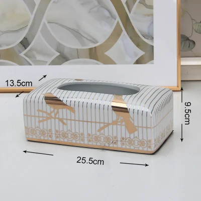 T028 squisita Casa Birdgage modello oro tessuto scatola Cover ceramica Supporto per tovaglioli per tavolo