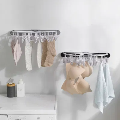 Reggiseno a parete con calzini per asciugatura Hanger pieghevole con 24 clip