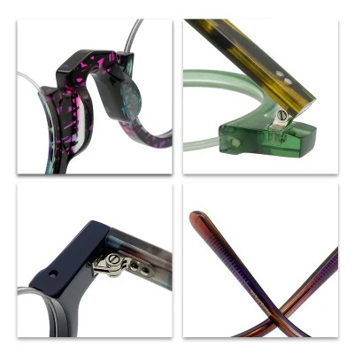 Occhiali retro Round Semiframe tendenza acetato half frame ottico Montatura per occhiali da donna piccola circolare