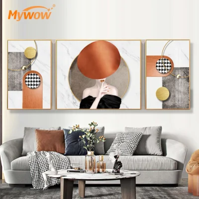 Donna pittura moderna di arte della parete per decorazione della stanza vivente