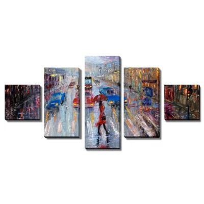 5 pannello tela muro Art Set olio pittura Casa moderna Arredamento della camera Stampa Abstract Landscape City Building Frame immagine