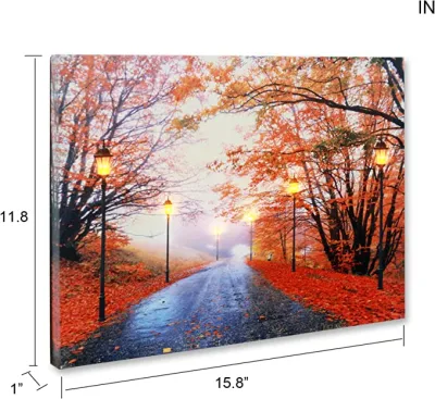 Wholsesale Red Maple Forest Paesaggio LED illuminato tela Wall Art Per decorazioni autunnali sulle pareti del soggiorno con camera da letto