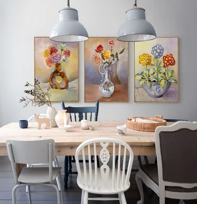 Arredamento Casa incorniciato Wall Art 3pieces Set olio Pittura Flower Stampa canvas