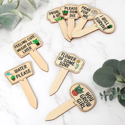 Decorazioni personalizzate per giardino Yard segno Funny legno Plant Marker per Fiori succulenti piante verdi Tag