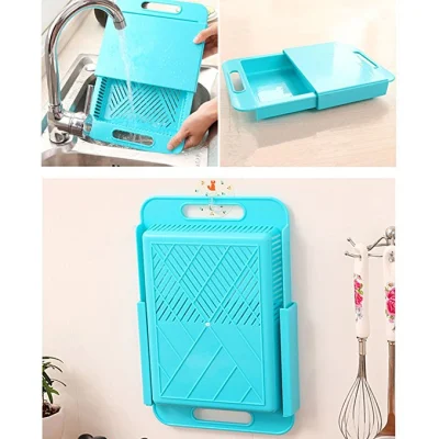 Tagliere lavello con manico, blocchi trituratori rimovibili multifunzione 3 in 1 telaio filtro, scarico verdure con cestello di scarico mensola utensili da cucina Esg10530