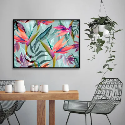  Factory Direct Custom Floating Black Frame colorato pianta Wall Art Wholeasale vernice tela cornice