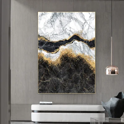 Decorazione della stanza parete moderna di pittura ad olio fine Art 5 pannello Abastract Waves Canvas Print