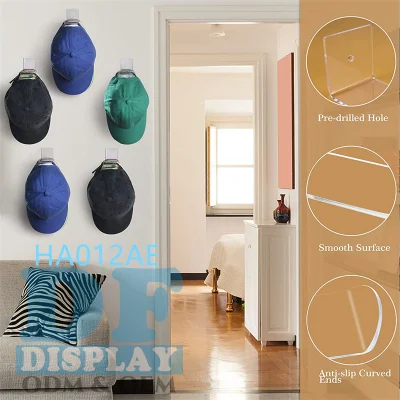 Portabile Hat Displayer Hat Holder appendiabiti acrilici per cappello da parete Montaggio a parete cappello Muro Organisateur Chapeau pour Mur 6 PC/set