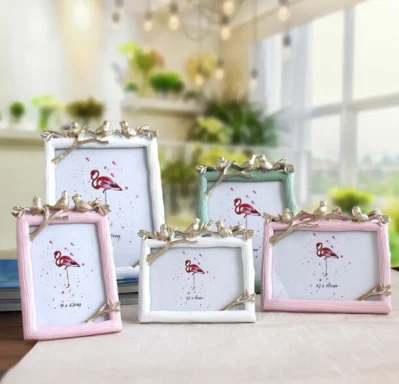 Storia dell&prime;amore doppio cuore ceramico cornice fotografica