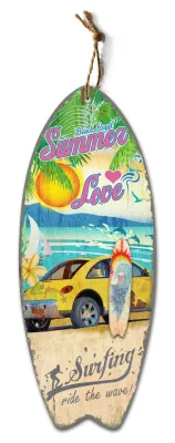 Forma di surf mdf applique, Marine Wall applique Panging Artigianato in legno decorativo Beach Plaque
