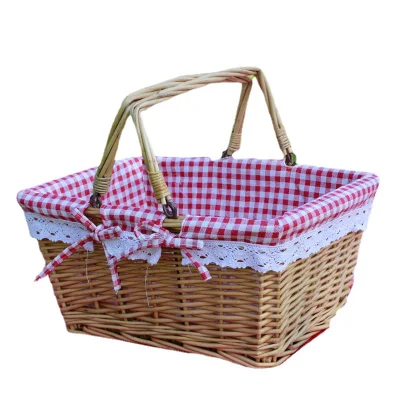 Prezzo scontato Rattan frutta Rattan Rattan frutta Eco-friendly Rosso Verde Grande picnic Cestello di conservazione