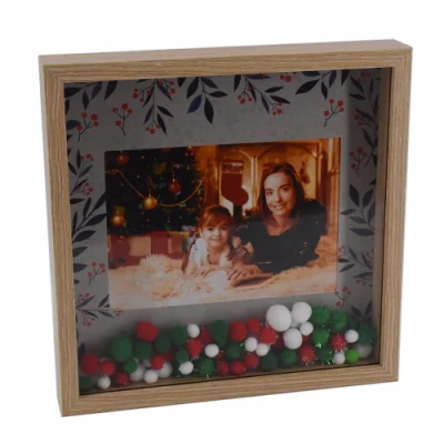 Nuova cornice fotografica natalizia in MDF con glitter e involucro in carta