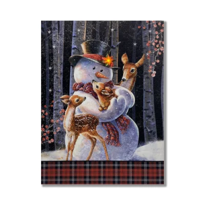 Bella Natale Snowman merrimment Canvas Gallery Wrapped Wall Art Light Stampa su tela