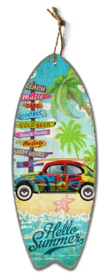 Forma di surf mdf applique, Marine Wall applique Panging Artigianato in legno decorativo Beach Plaque
