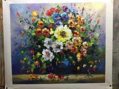 Riproduzione artigianale Flower Landscape tela dipinto ad olio per decorazione a parete