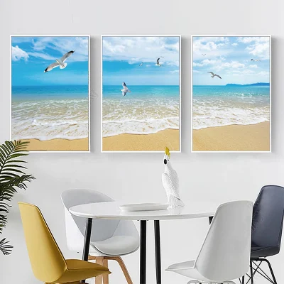 Moderno 3 pezzi Paesaggi tela stampe incorniciate Seascape Wall Art Per soggiorno