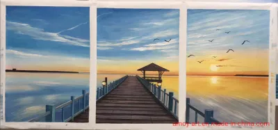 Multi-pezzi Seape Canvas Group dipinto ad olio su tela